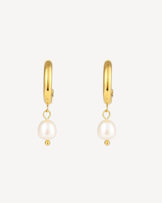 Iris Freshwater Pearl Hoop Earrings